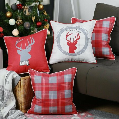 ESCENOGRAFIA 18 in. Winter Deer Throw Pillow Cover, Multicolor -, 4PK ES1836682